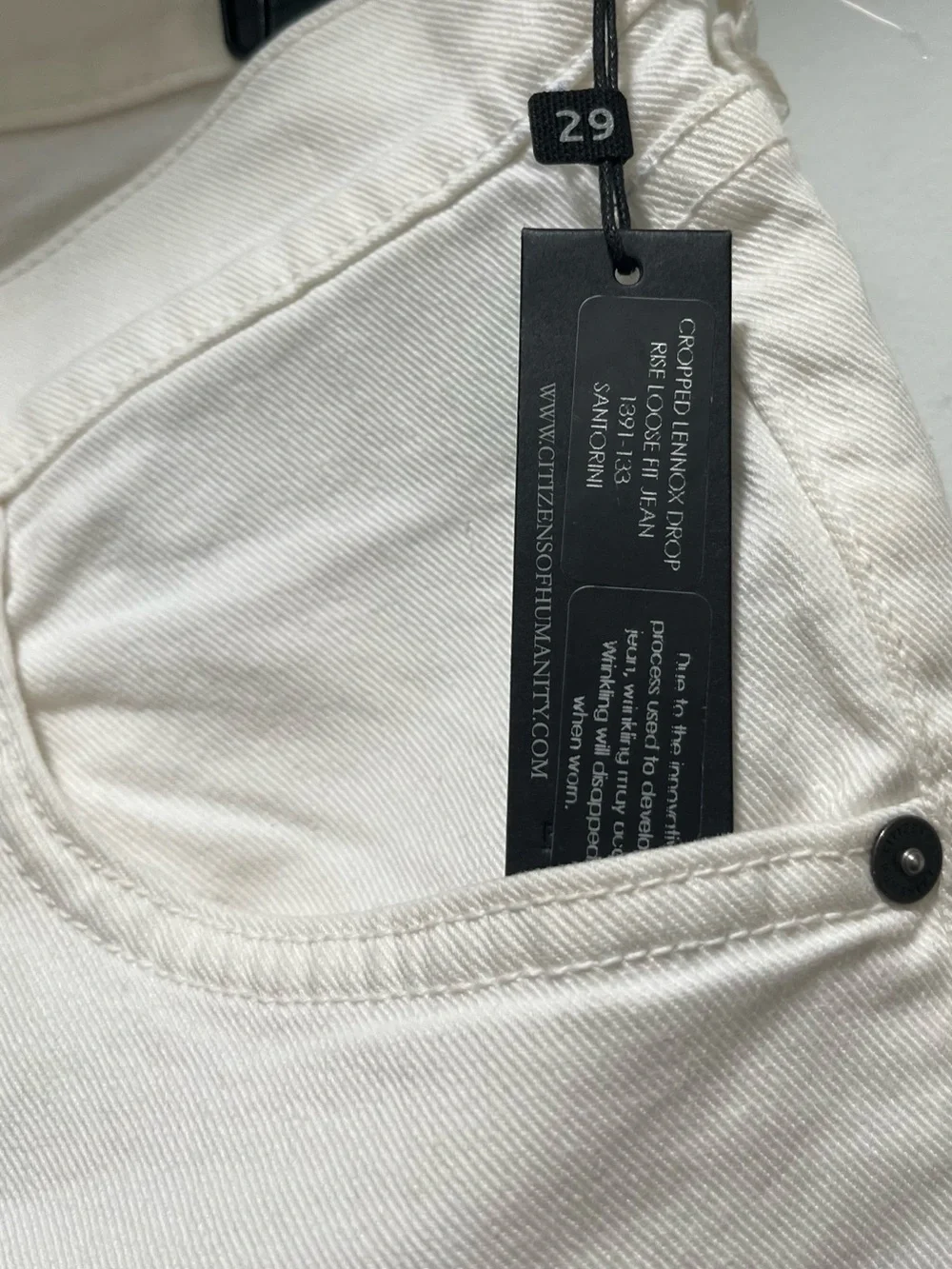 Citizens Of Humanity Lennox Cropped Lose Fit Jeans in White Size 29